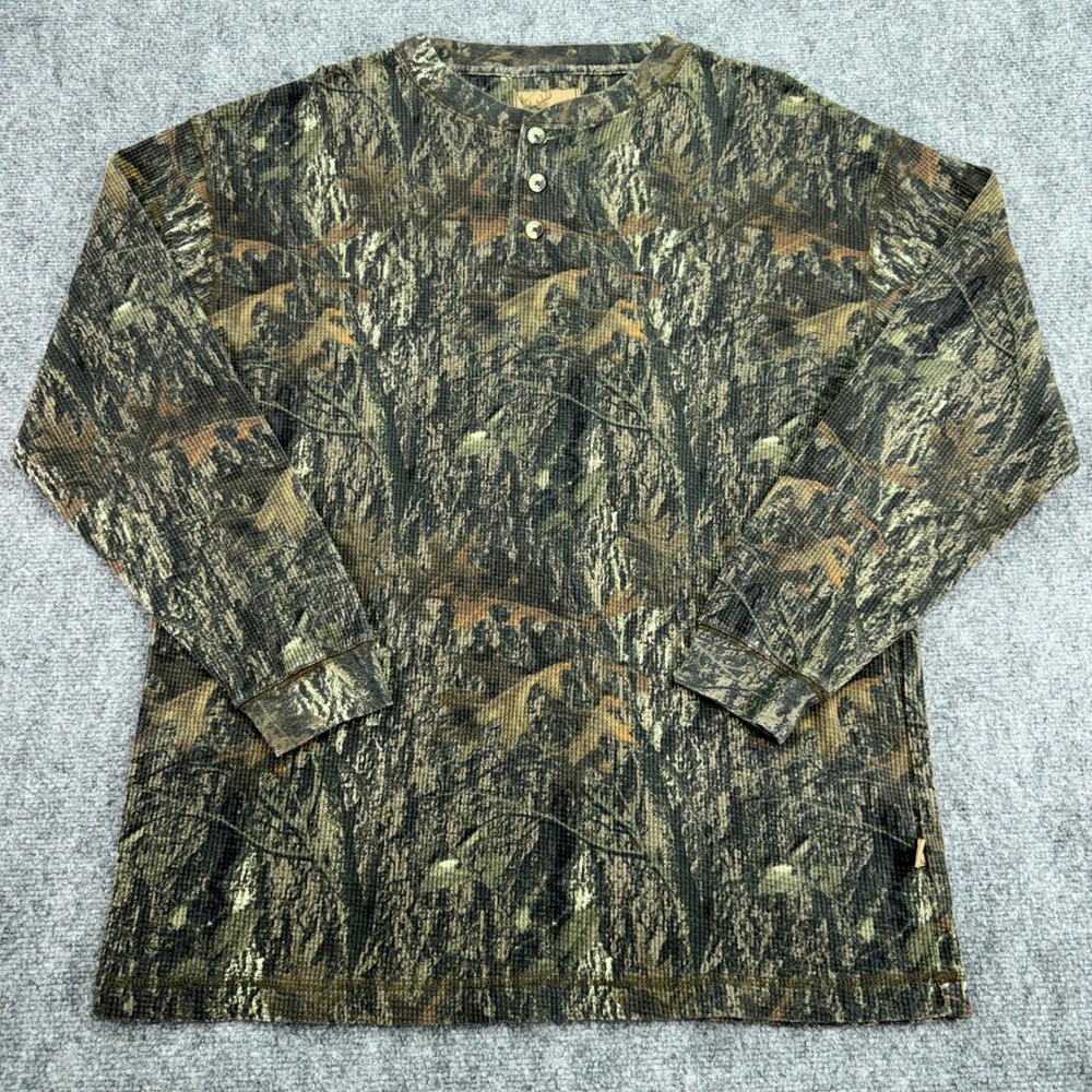Canyon Trail Henley Shirt Men's Large Camo Thermal Waffle Knit Outdoor Hunting